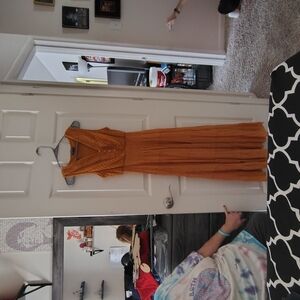 Elegant Orange Sleeveless Dress